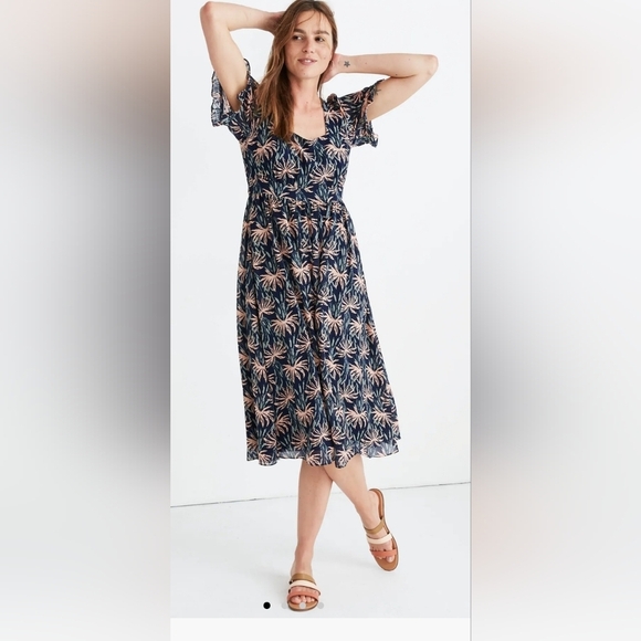 Madewell Dresses & Skirts - Madewell Blue A-Line Midi Skirt with Pleats